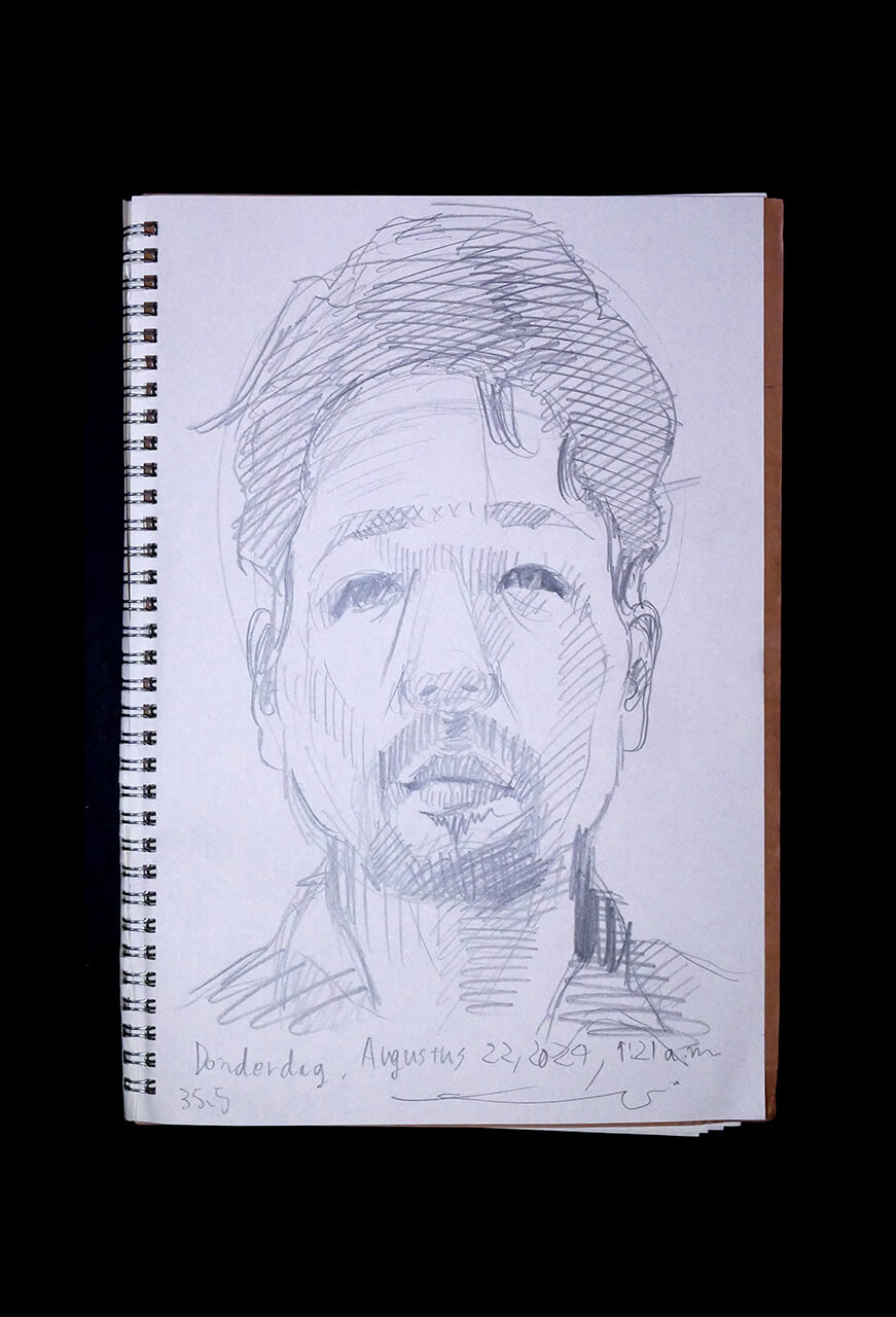 Contemporary artist SHINTAKU Tomoni's 2024/8/22 Self-portrait or pencil drawing