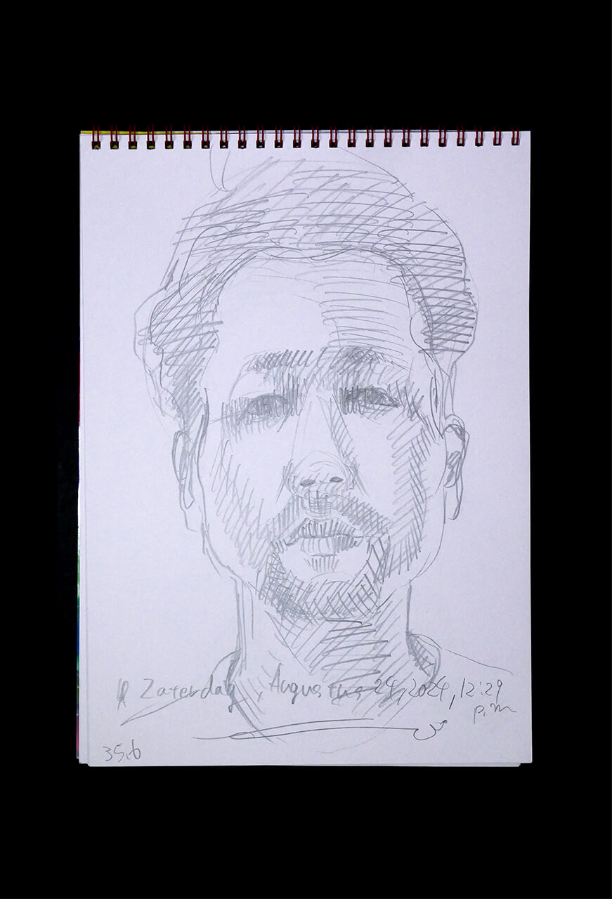 Contemporary artist SHINTAKU Tomoni's 2024/8/24 Self-portrait or pencil drawing