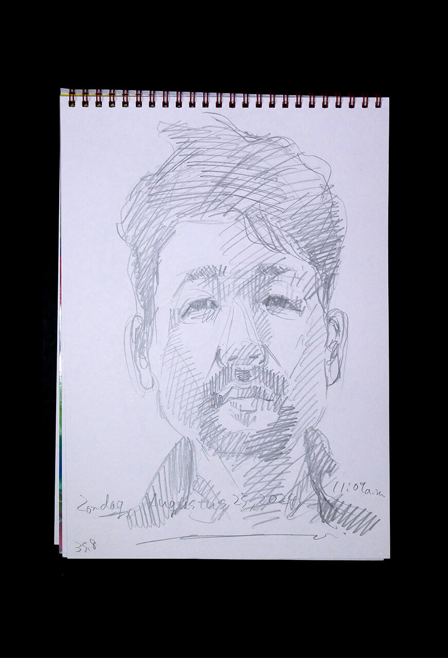 Contemporary artist SHINTAKU Tomoni's 2024/8/25 Self-portrait or pencil drawing