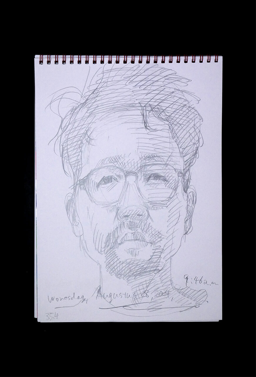 Contemporary artist SHINTAKU Tomoni's 2024/8/28 Self-portrait or pencil drawing