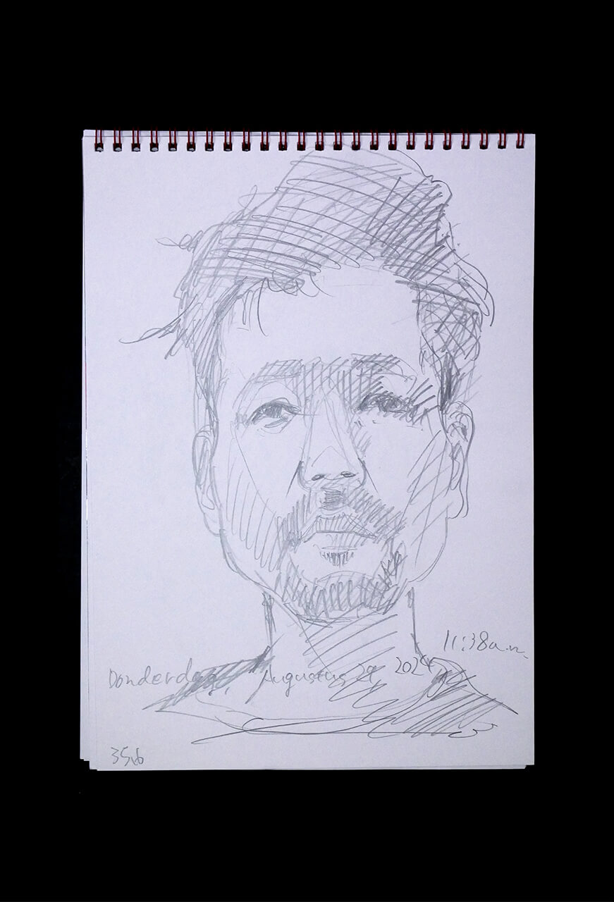 Contemporary artist SHINTAKU Tomoni's 2024/8/29 Self-portrait or pencil drawing