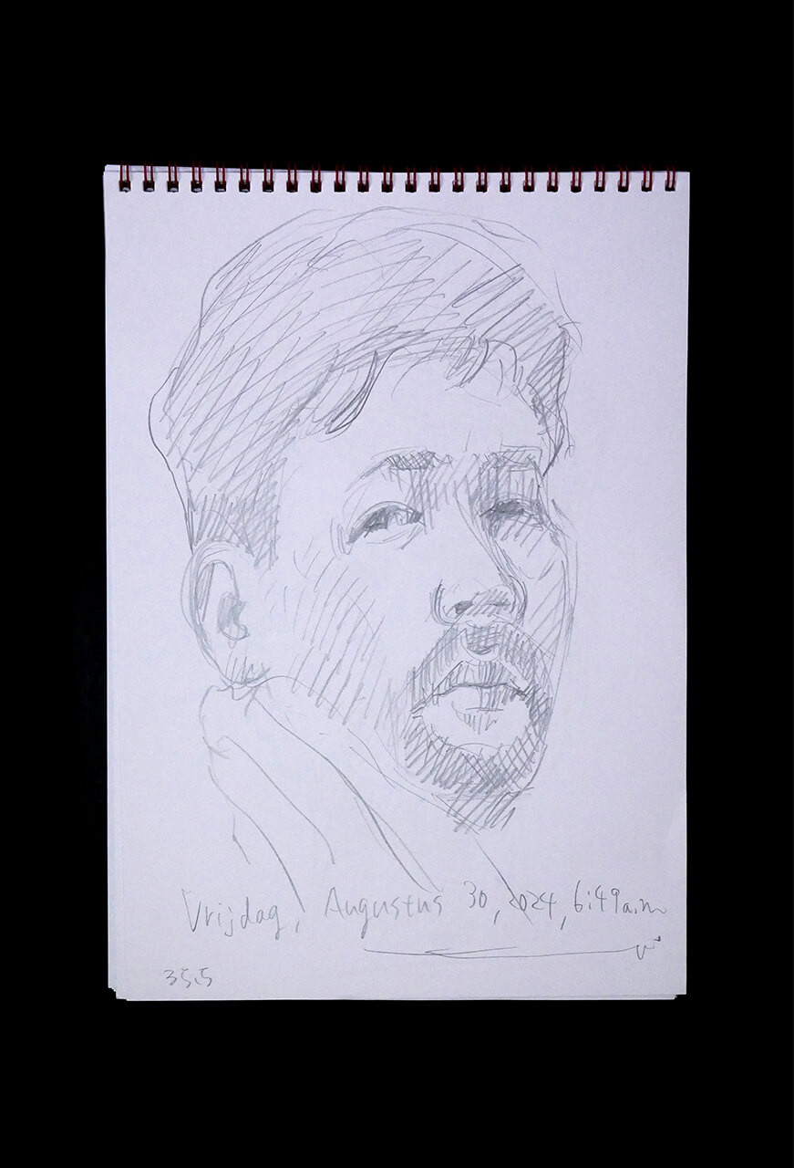 Contemporary artist SHINTAKU Tomoni's 2024/8/30 Self-portrait or pencil drawing