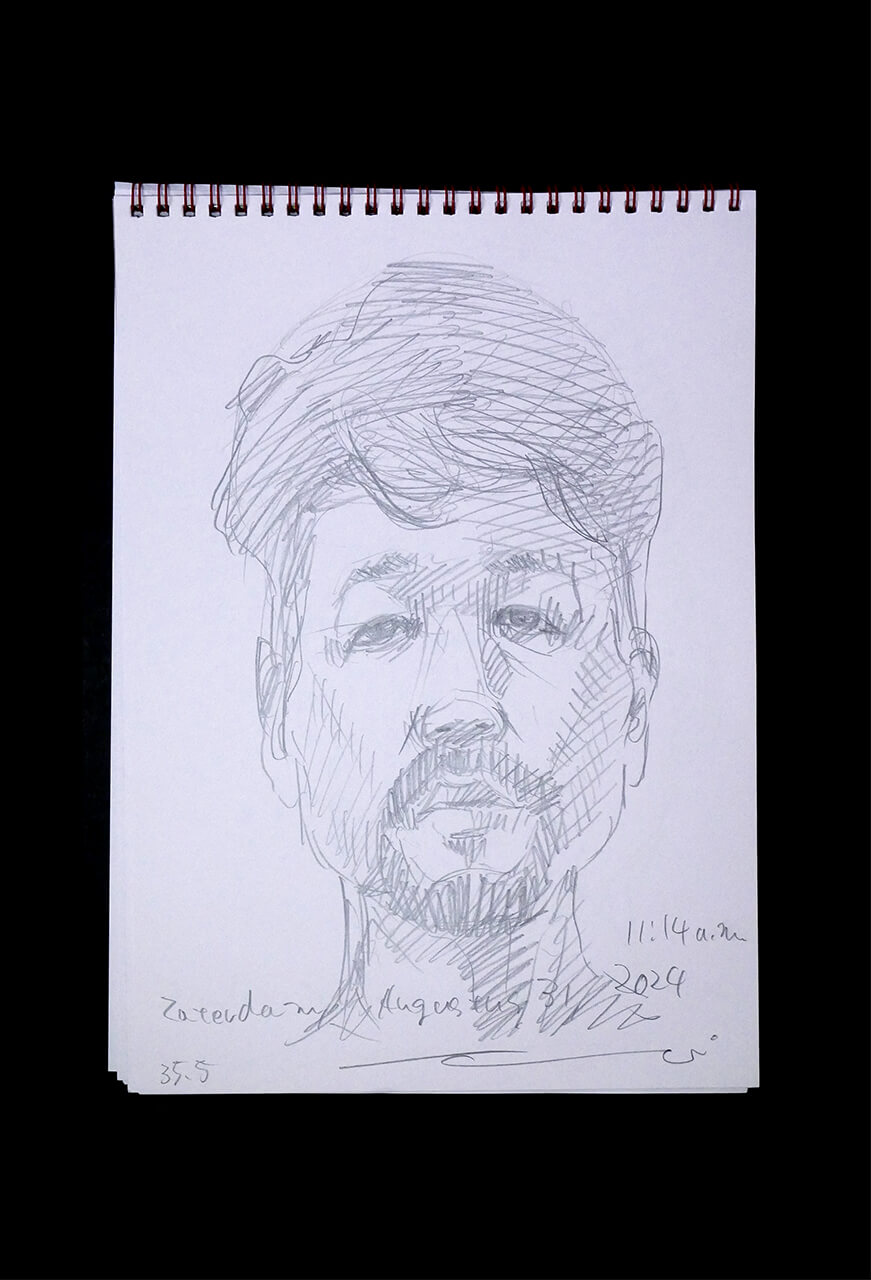 Contemporary artist SHINTAKU Tomoni's 2024/8/31 Self-portrait or pencil drawing