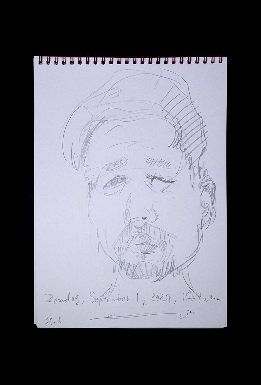 Contemporary artist SHINTAKU Tomoni's 2024/9/1 Self-portrait or pencil drawing