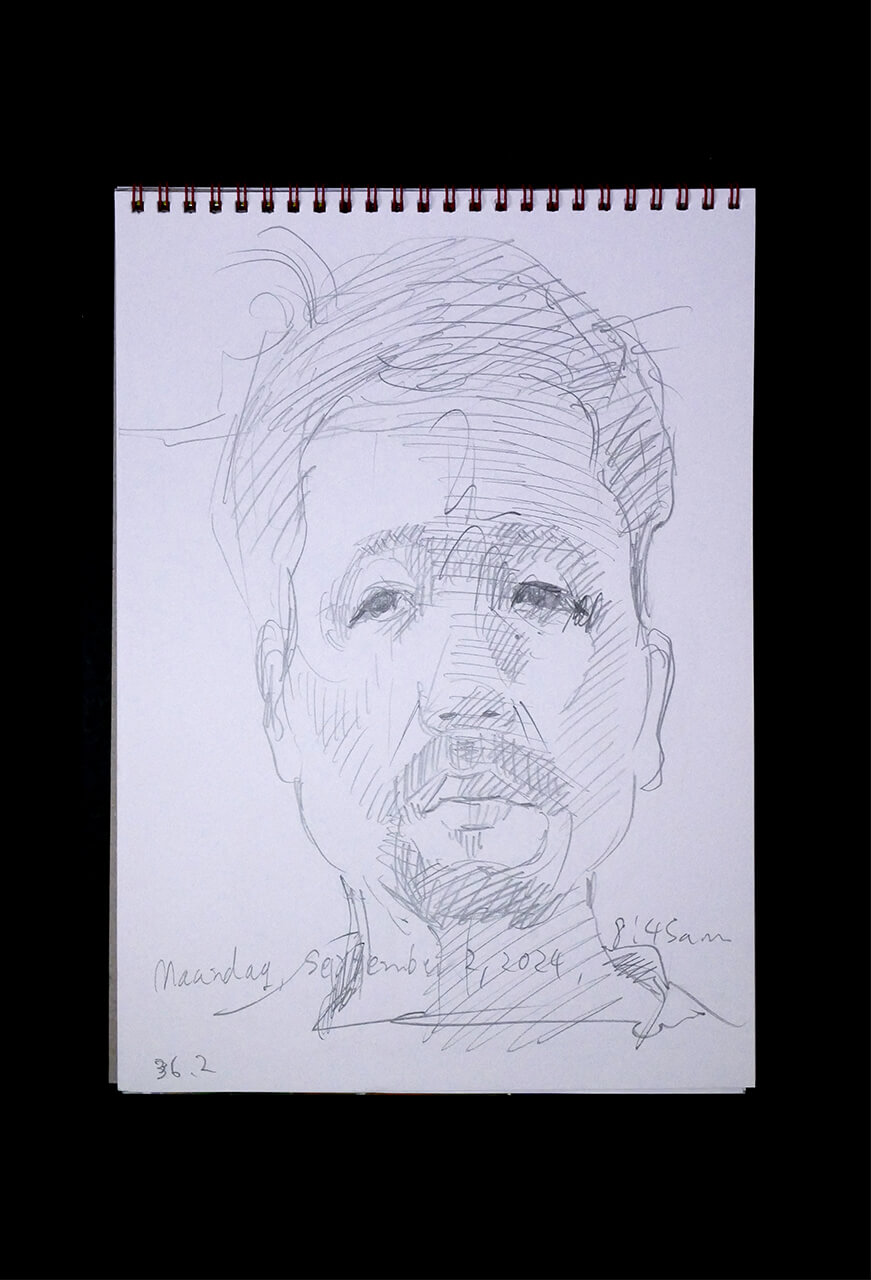 Contemporary artist SHINTAKU Tomoni's 2024/9/2 Self-portrait or pencil drawing