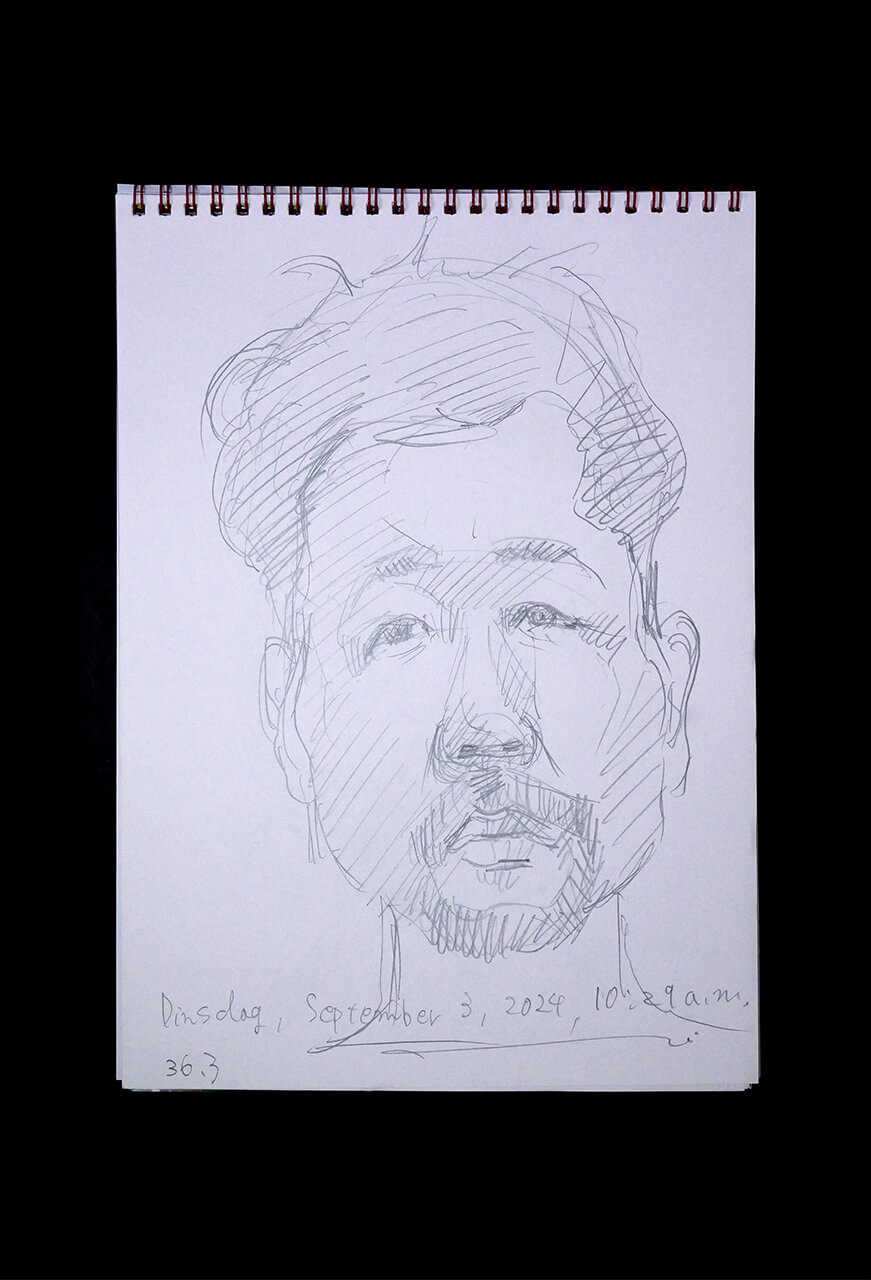 Contemporary artist SHINTAKU Tomoni's 2024/9/3 Self-portrait or pencil drawing