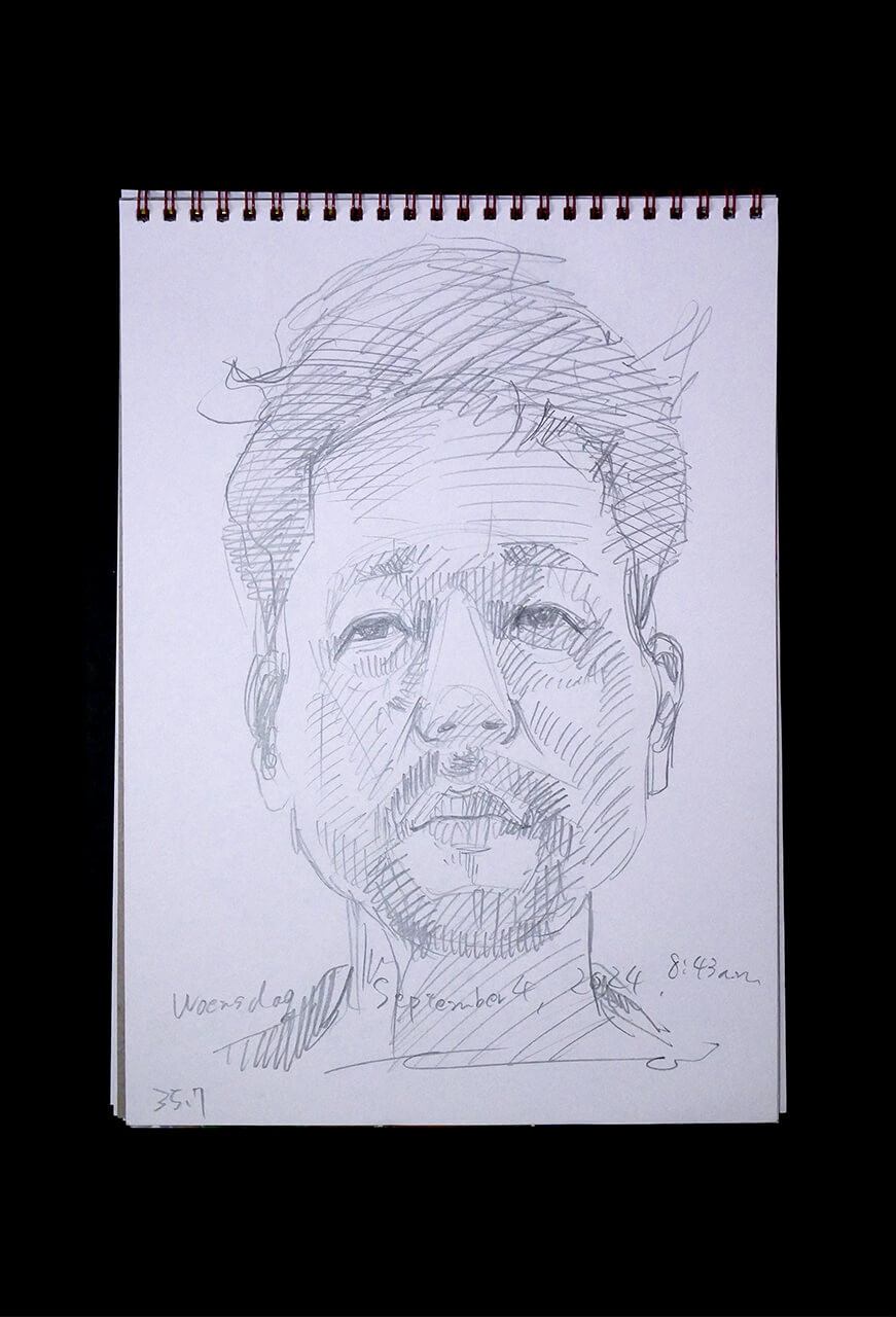 Contemporary artist SHINTAKU Tomoni's 2024/9/4 Self-portrait or pencil drawing
