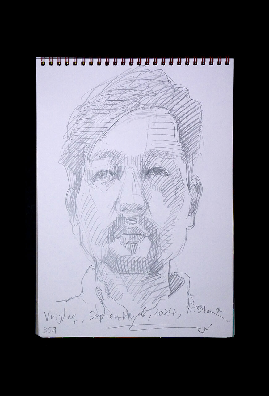 Contemporary artist SHINTAKU Tomoni's 2024/9/6 Self-portrait or pencil drawing