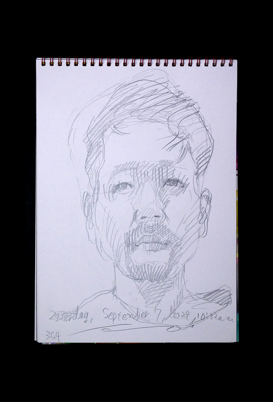 Contemporary artist SHINTAKU Tomoni's 2024/9/7 Self-portrait or pencil drawing