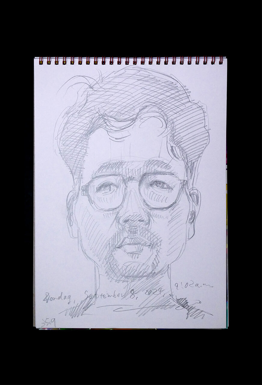Contemporary artist SHINTAKU Tomoni's 2024/9/8 Self-portrait or pencil drawing