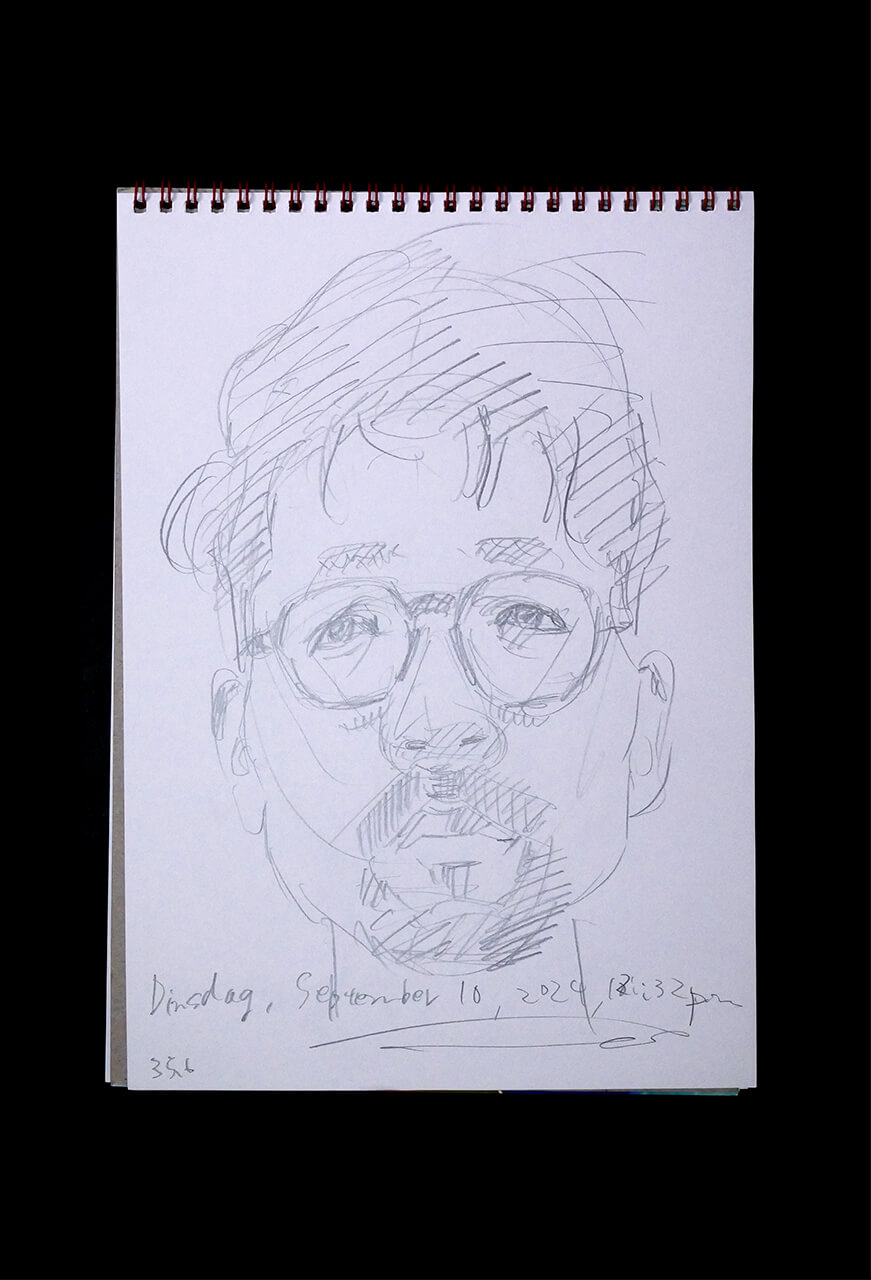 Contemporary artist SHINTAKU Tomoni's 2024/9/10 Self-portrait or pencil drawing