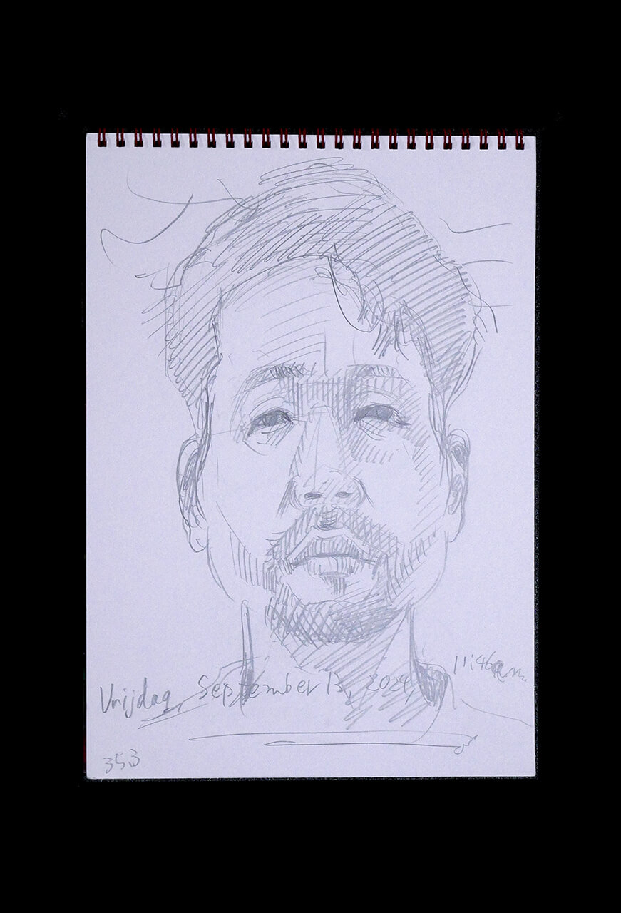 Contemporary artist SHINTAKU Tomoni's 2024/9/13 Self-portrait or pencil drawing