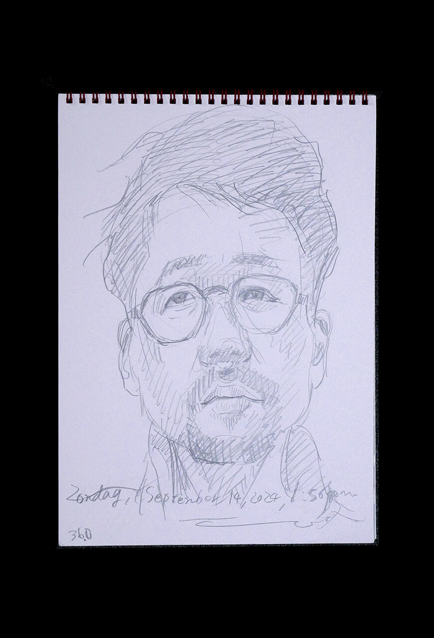 Contemporary artist SHINTAKU Tomoni's 2024/9/14 Self-portrait or pencil drawing