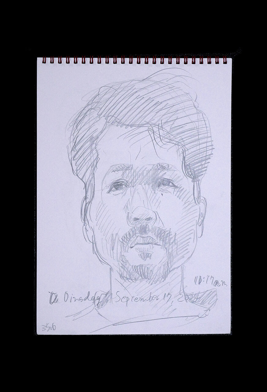Contemporary artist SHINTAKU Tomoni's 2024/9/17 Self-portrait or pencil drawing
