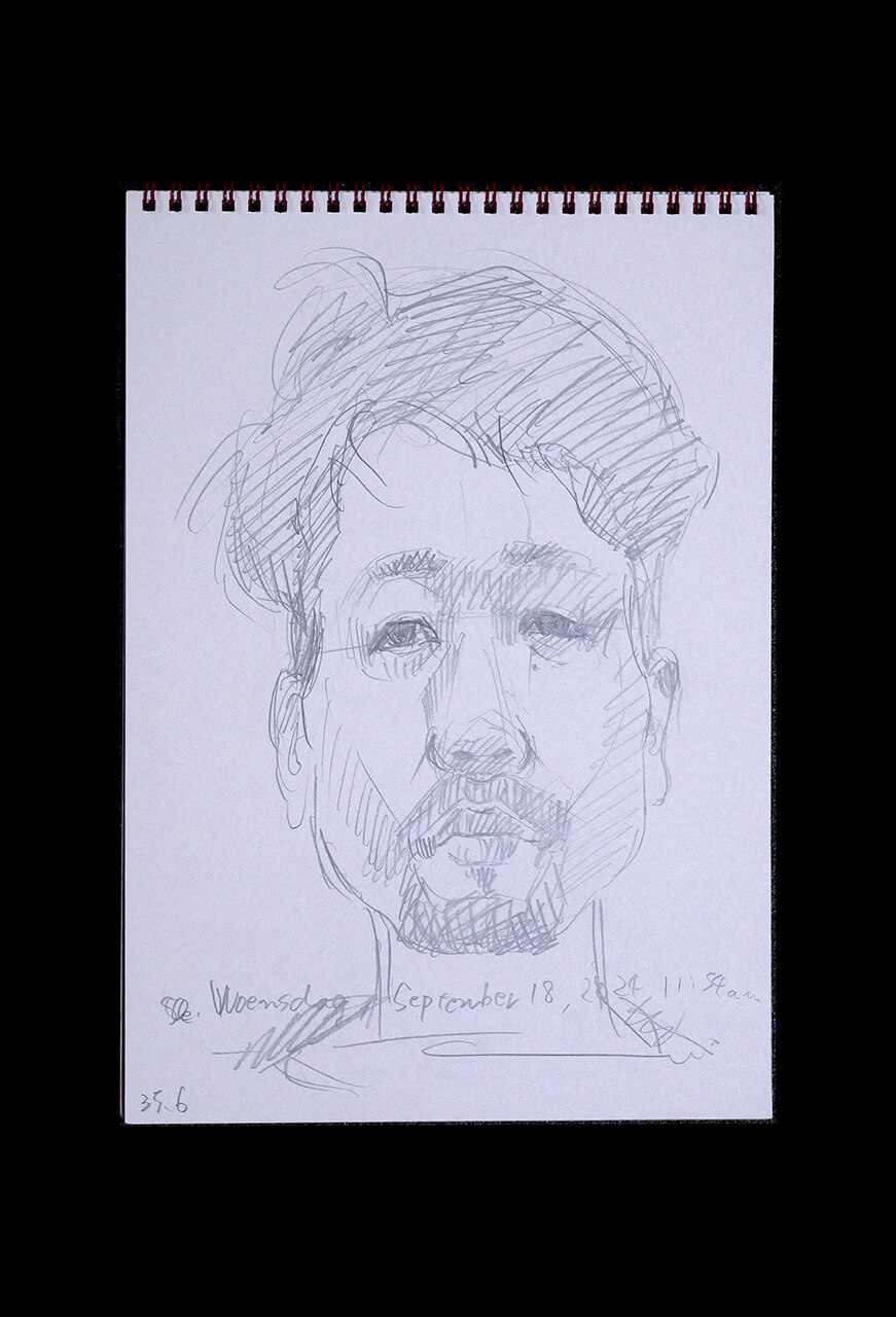 Contemporary artist SHINTAKU Tomoni's 2024/9/18 Self-portrait or pencil drawing
