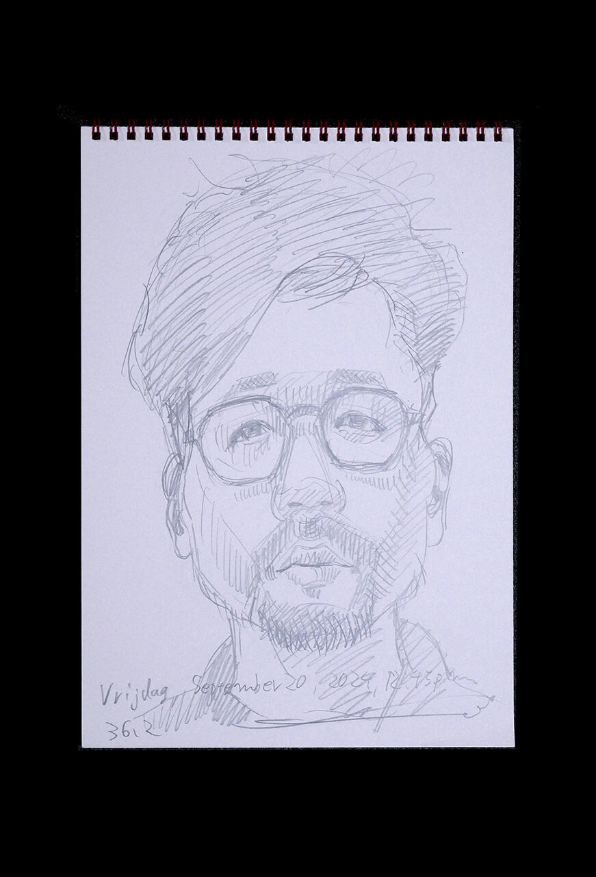 Contemporary artist SHINTAKU Tomoni's 2024/9/20 Self-portrait or pencil drawing