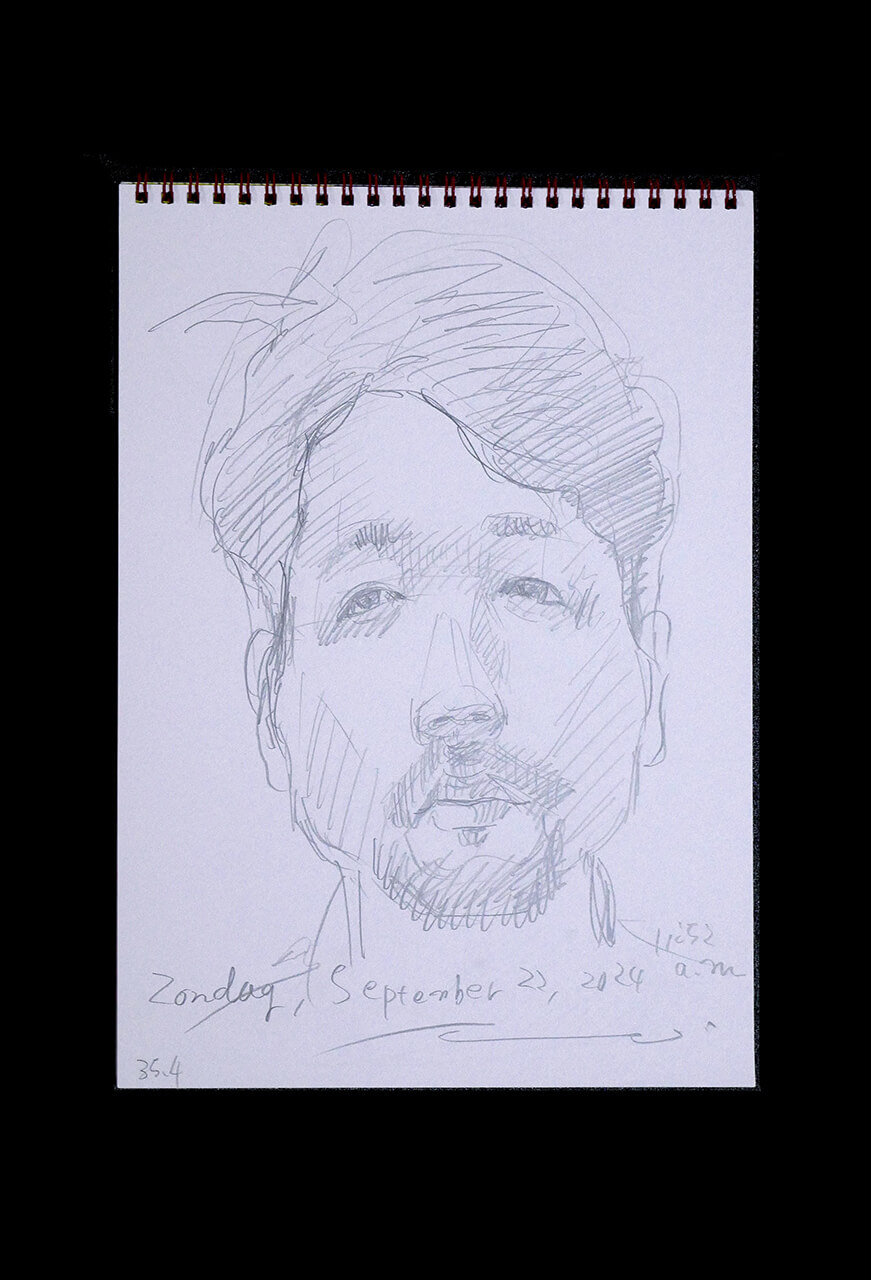 Contemporary artist SHINTAKU Tomoni's 2024/9/22 Self-portrait or pencil drawing