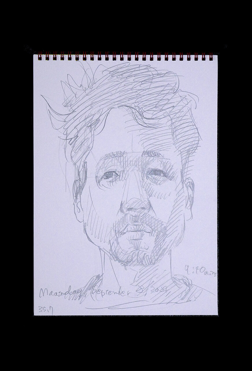 Contemporary artist SHINTAKU Tomoni's 2024/9/23 Self-portrait or pencil drawing