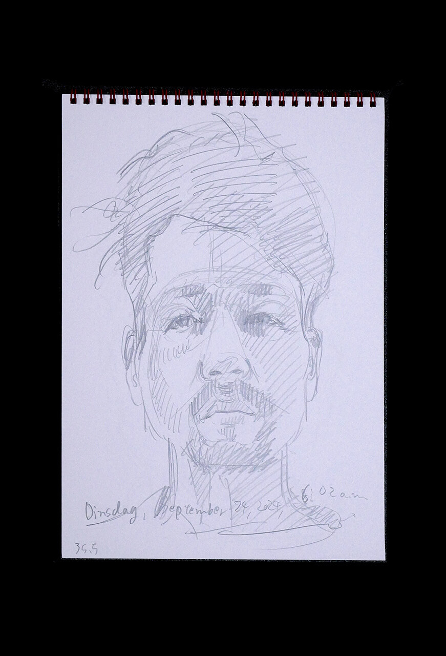 Contemporary artist SHINTAKU Tomoni's 2024/9/24 Self-portrait or pencil drawing