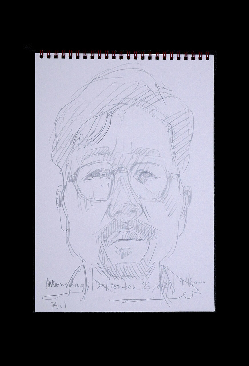 Contemporary artist SHINTAKU Tomoni's 2024/9/25 Self-portrait or pencil drawing