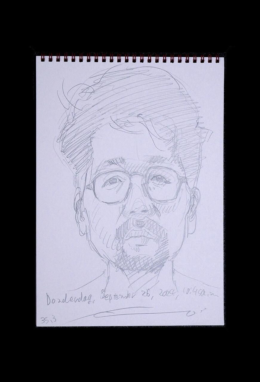 Contemporary artist SHINTAKU Tomoni's 2024/9/26 Self-portrait or pencil drawing