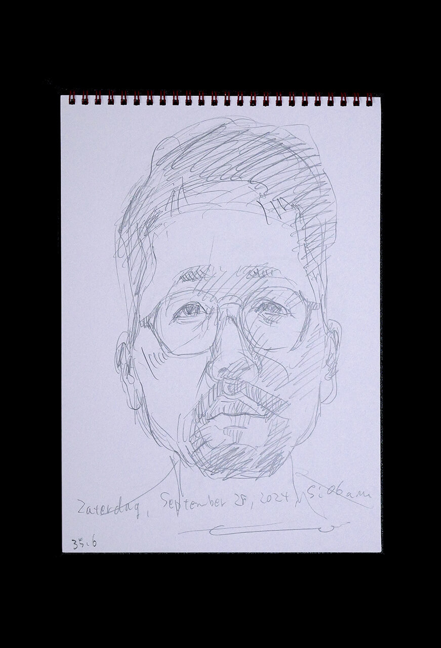 Contemporary artist SHINTAKU Tomoni's 2024/9/28 Self-portrait or pencil drawing