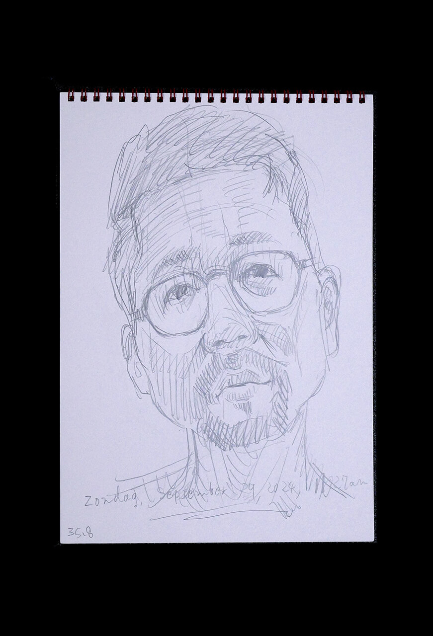Contemporary artist SHINTAKU Tomoni's 2024/9/29 Self-portrait or pencil drawing