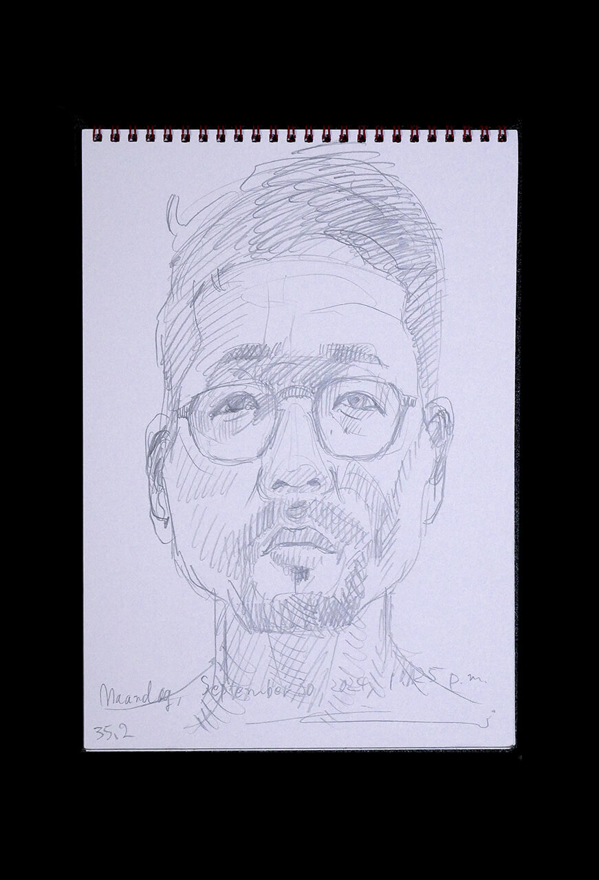 Contemporary artist SHINTAKU Tomoni's 2024/9/30 Self-portrait or pencil drawing