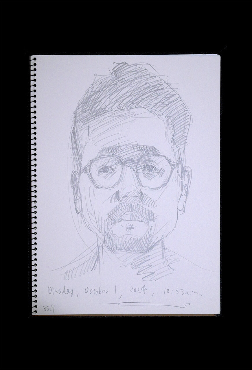 Contemporary artist SHINTAKU Tomoni's 2024/10/1 Self-portrait or pencil drawing