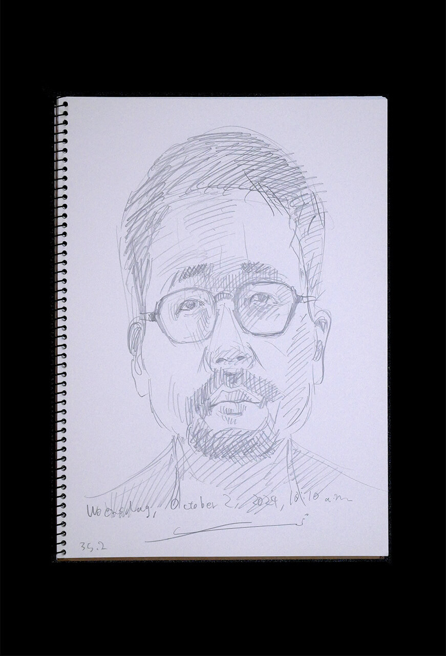 Contemporary artist SHINTAKU Tomoni's 2024/10/2 Self-portrait or pencil drawing