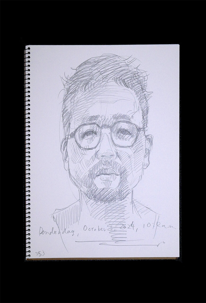 Contemporary artist SHINTAKU Tomoni's 2024/10/3 Self-portrait or pencil drawing