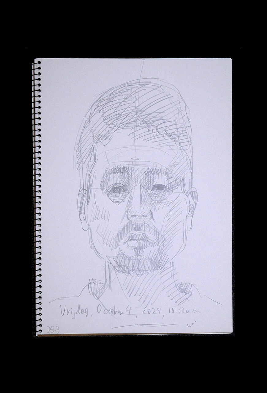 Contemporary artist SHINTAKU Tomoni's 2024/10/4 Self-portrait or pencil drawing