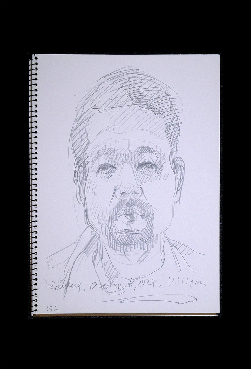 Contemporary artist SHINTAKU Tomoni's 2024/10/6 Self-portrait or pencil drawing