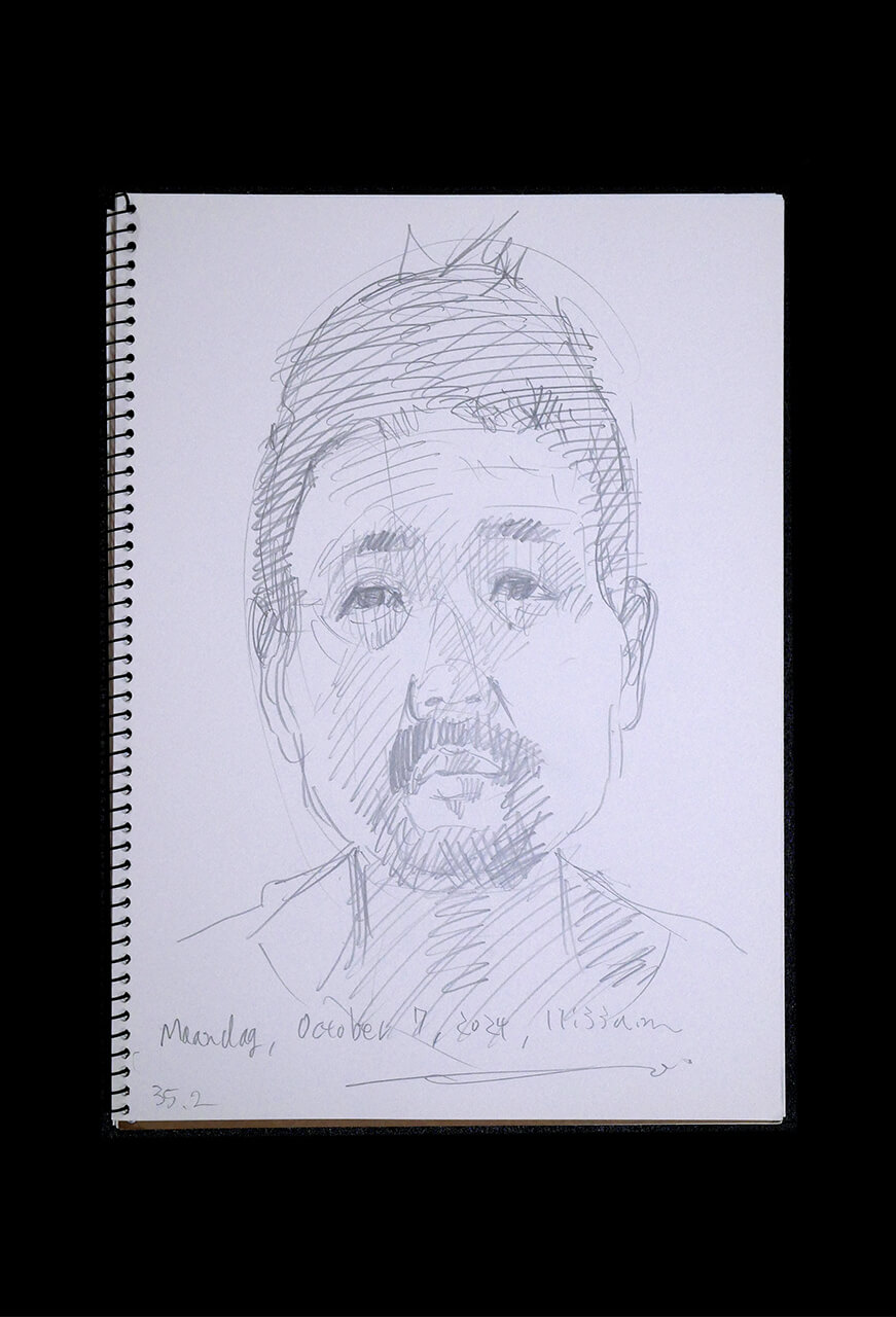 Contemporary artist SHINTAKU Tomoni's 2024/10/7 Self-portrait or pencil drawing