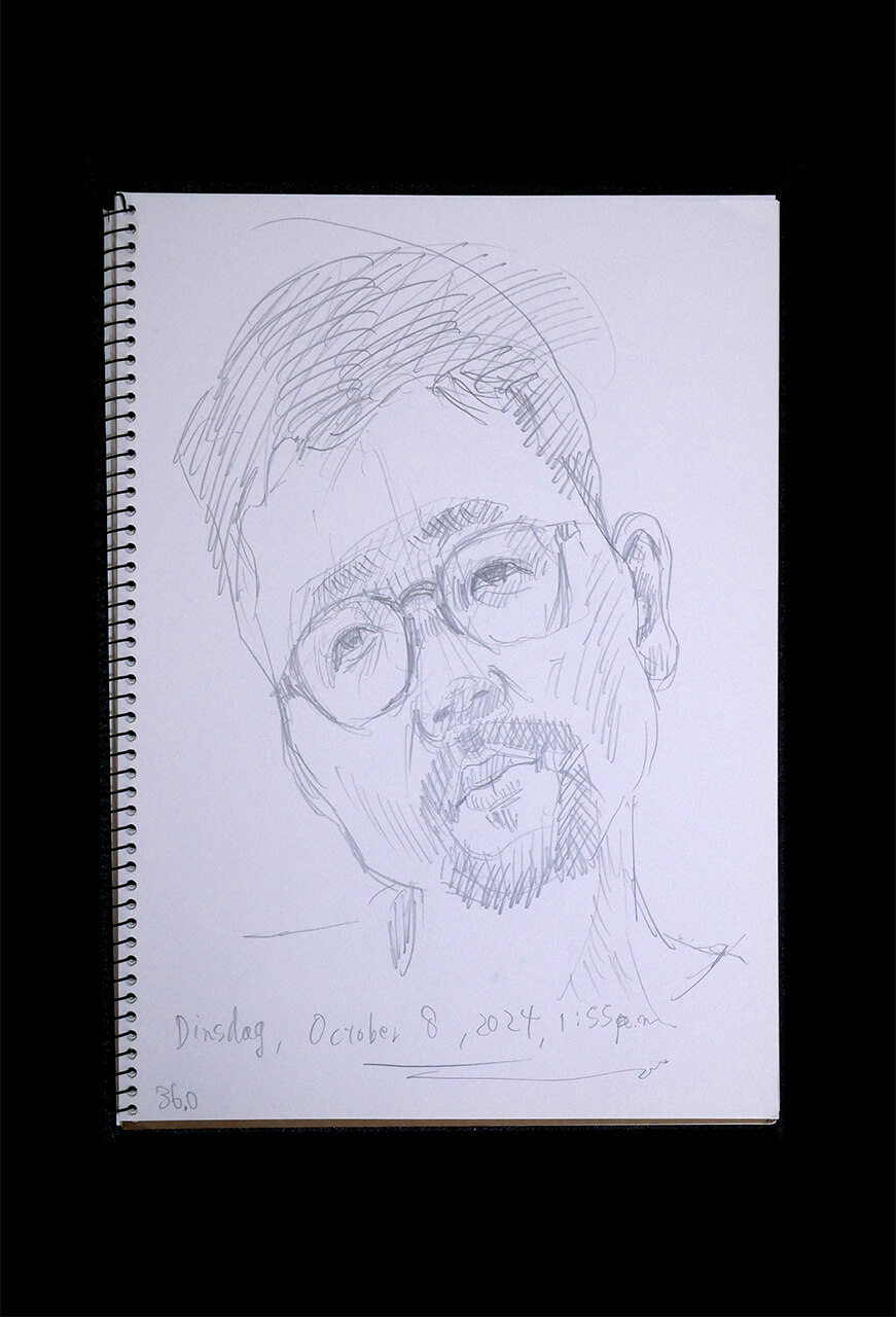 Contemporary artist SHINTAKU Tomoni's 2024/10/8 Self-portrait or pencil drawing