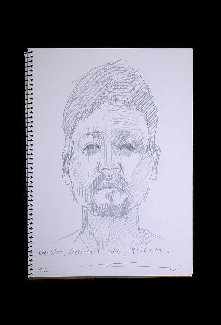 Contemporary artist SHINTAKU Tomoni's 2024/10/9 Self-portrait or pencil drawing