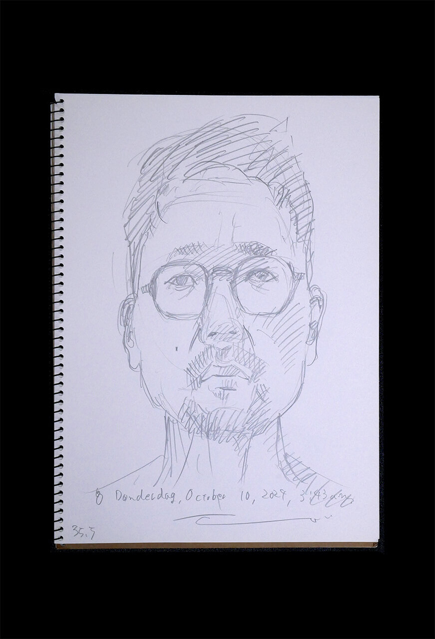 Contemporary artist SHINTAKU Tomoni's 2024/10/10 Self-portrait or pencil drawing