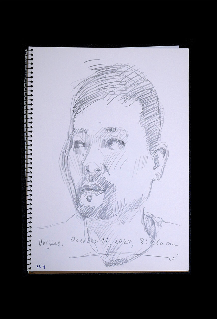 Contemporary artist SHINTAKU Tomoni's 2024/10/11 Self-portrait or pencil drawing
