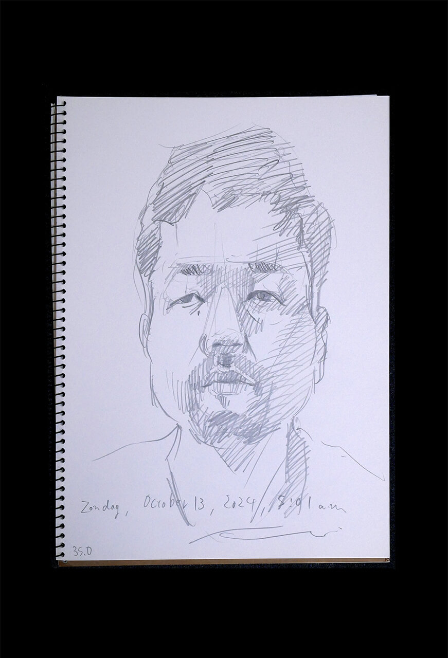 Contemporary artist SHINTAKU Tomoni's 2024/10/13 Self-portrait or pencil drawing