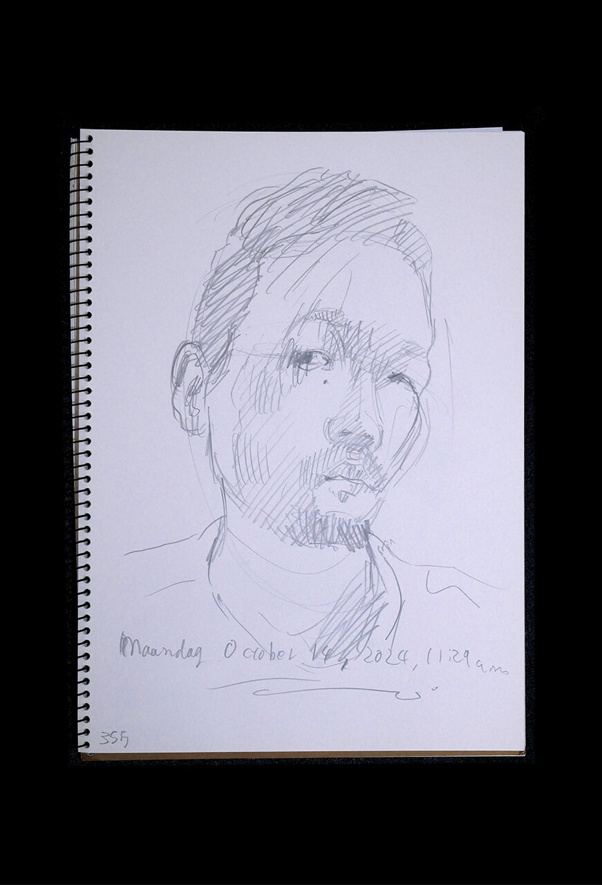 Contemporary artist SHINTAKU Tomoni's 2024/10/14 Self-portrait or pencil drawing