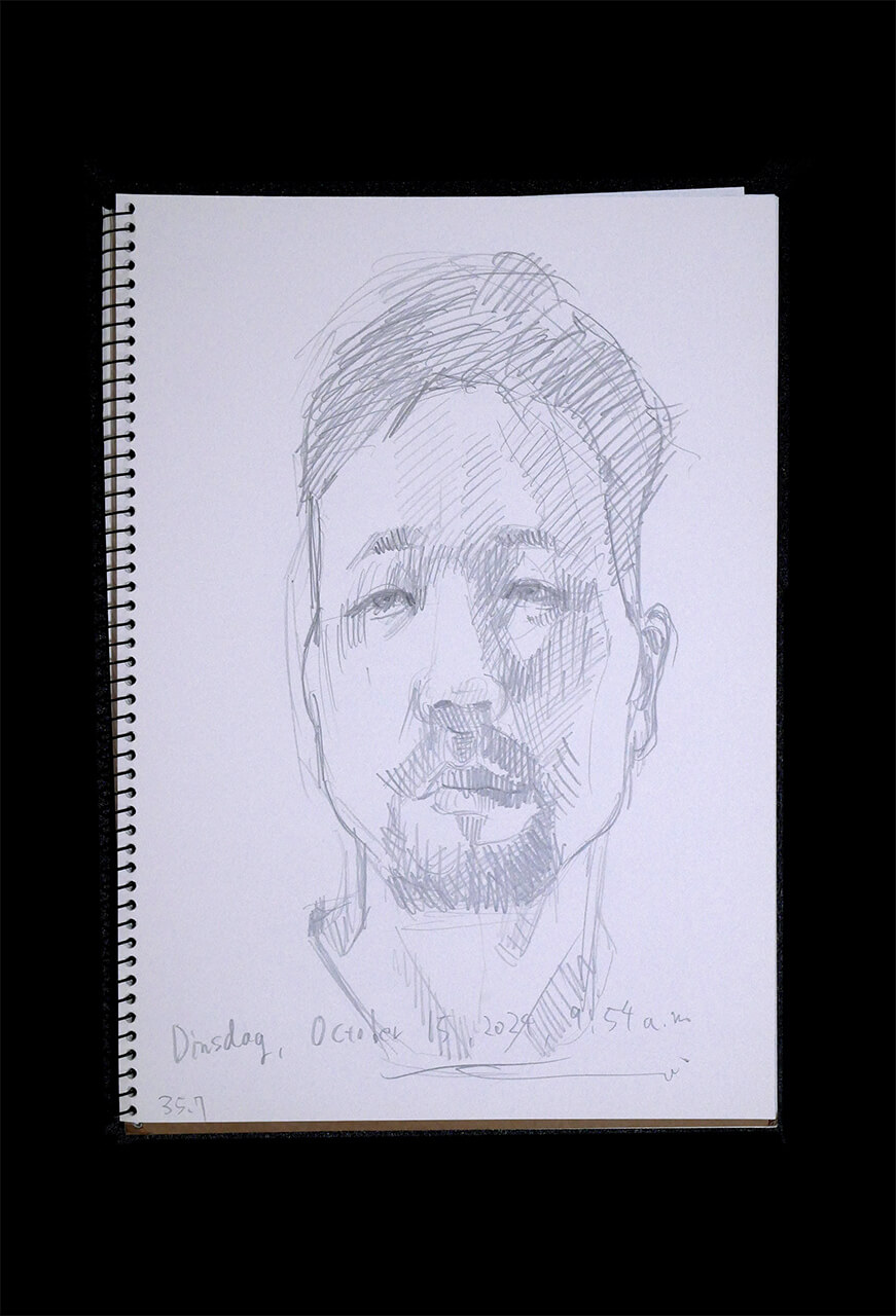 Contemporary artist SHINTAKU Tomoni's 2024/10/15 Self-portrait or pencil drawing