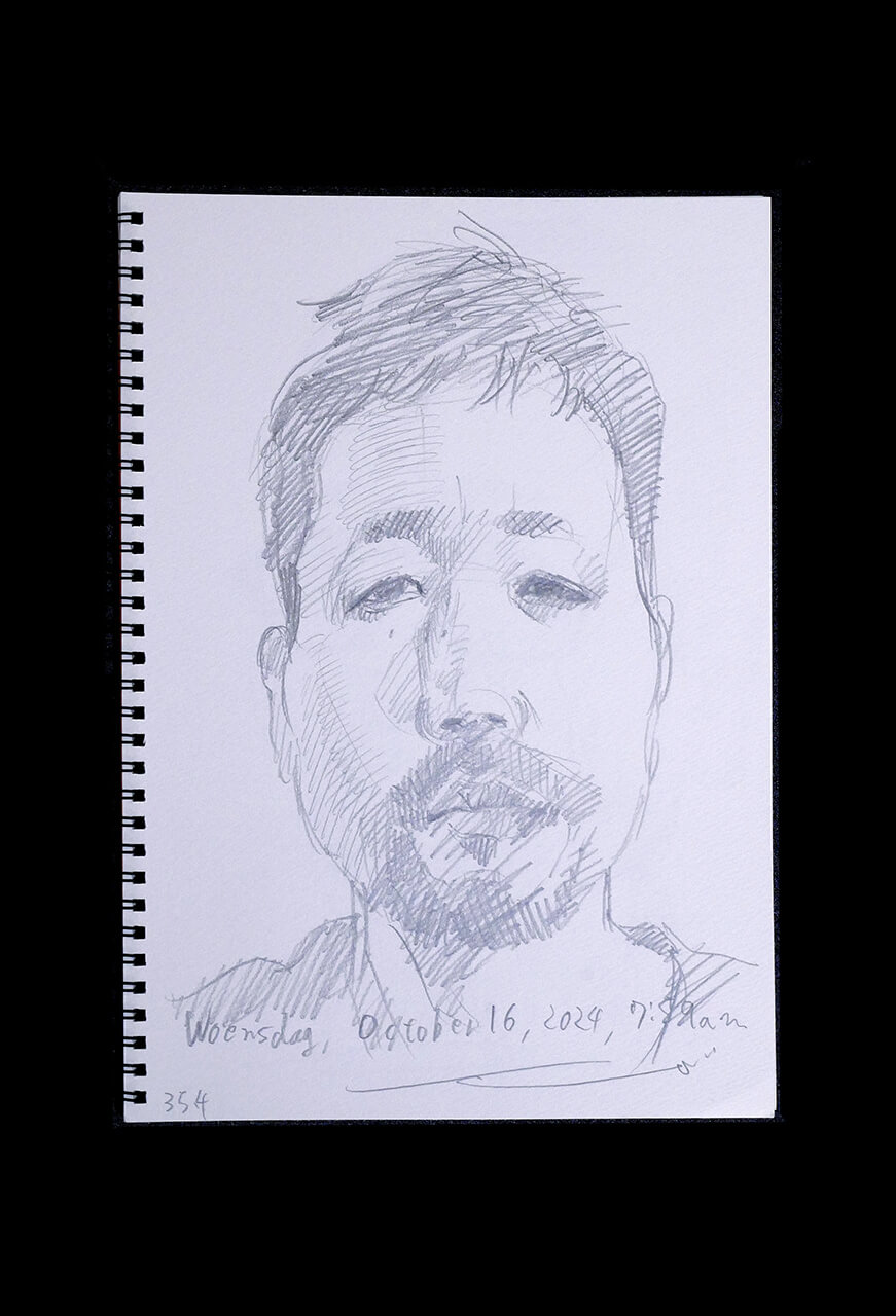 Contemporary artist SHINTAKU Tomoni's 2024/10/16 Self-portrait or pencil drawing