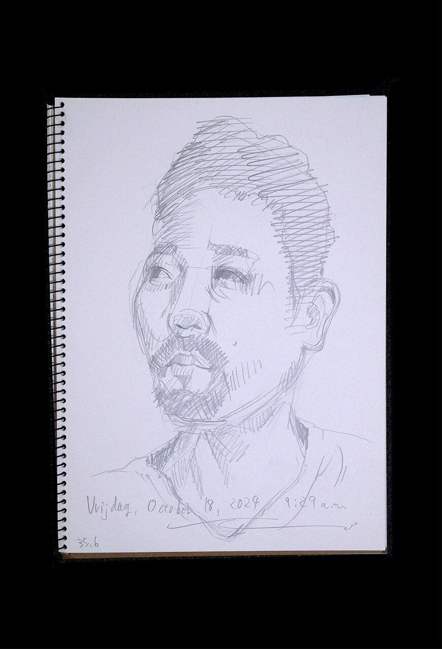 Contemporary artist SHINTAKU Tomoni's 2024/10/18 Self-portrait or pencil drawing
