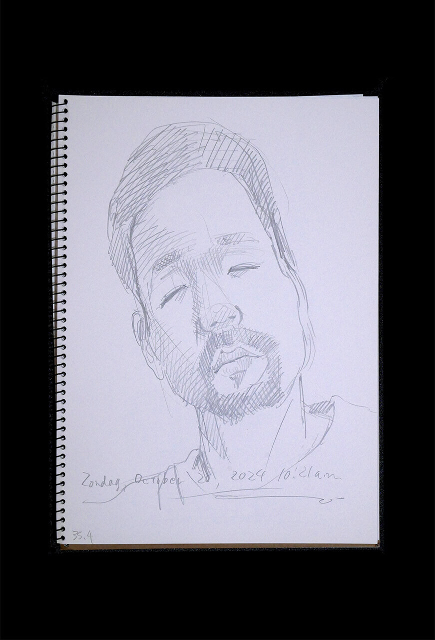 Contemporary artist SHINTAKU Tomoni's 2024/10/20 Self-portrait or pencil drawing
