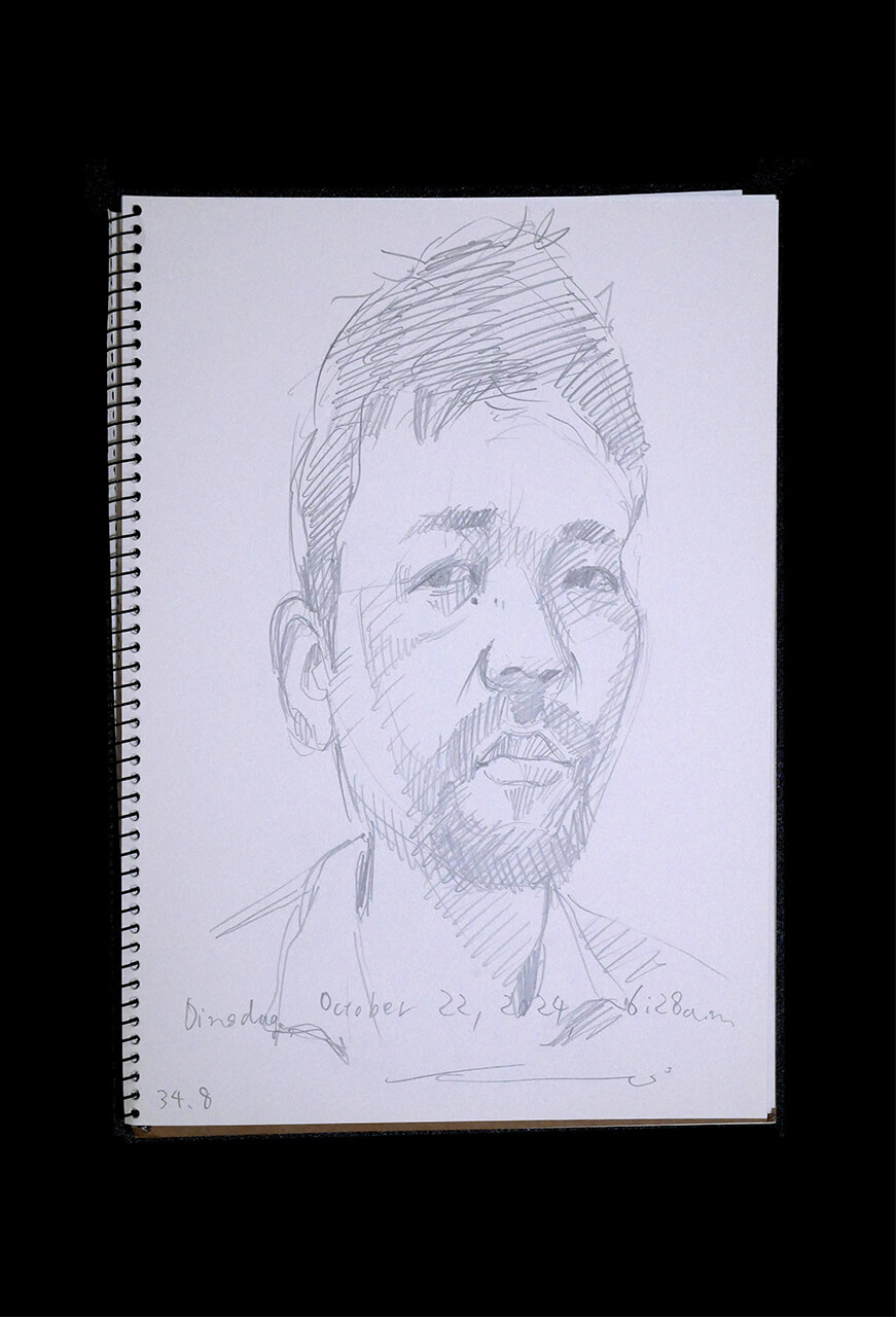 Contemporary artist SHINTAKU Tomoni's 2024/10/22 Self-portrait or pencil drawing