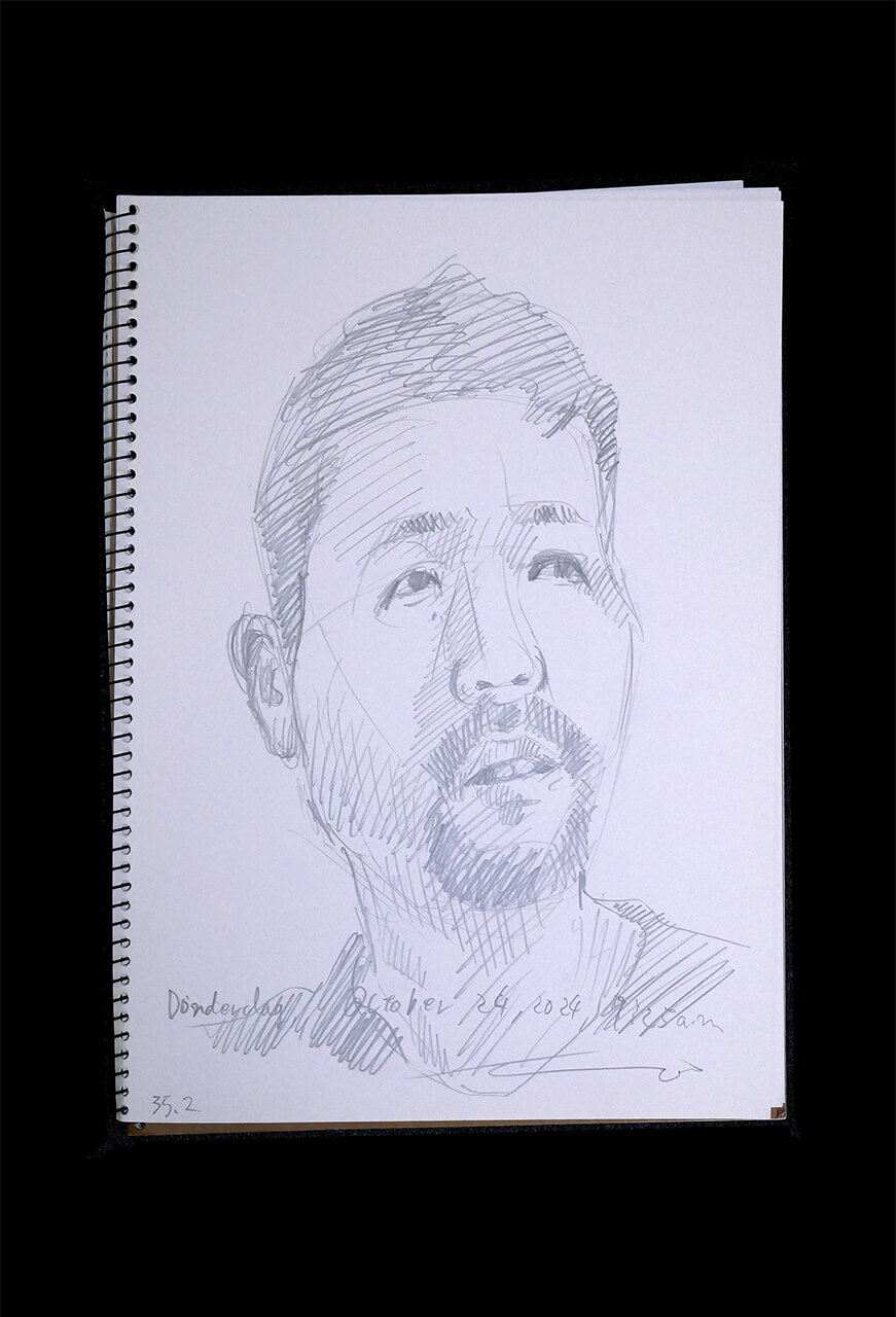 Contemporary artist SHINTAKU Tomoni's 2024/10/24 Self-portrait or pencil drawing
