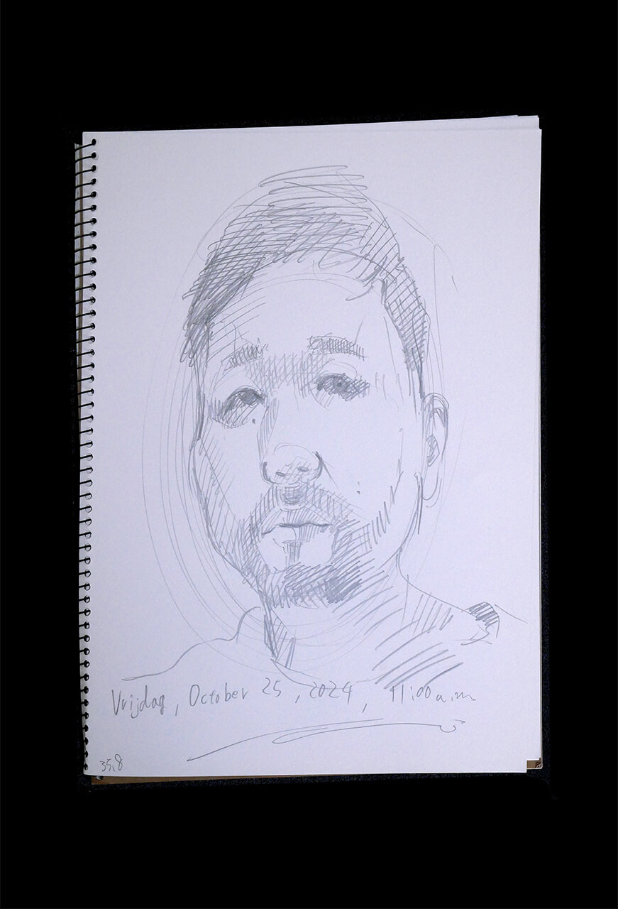 Contemporary artist SHINTAKU Tomoni's 2024/10/25 Self-portrait or pencil drawing