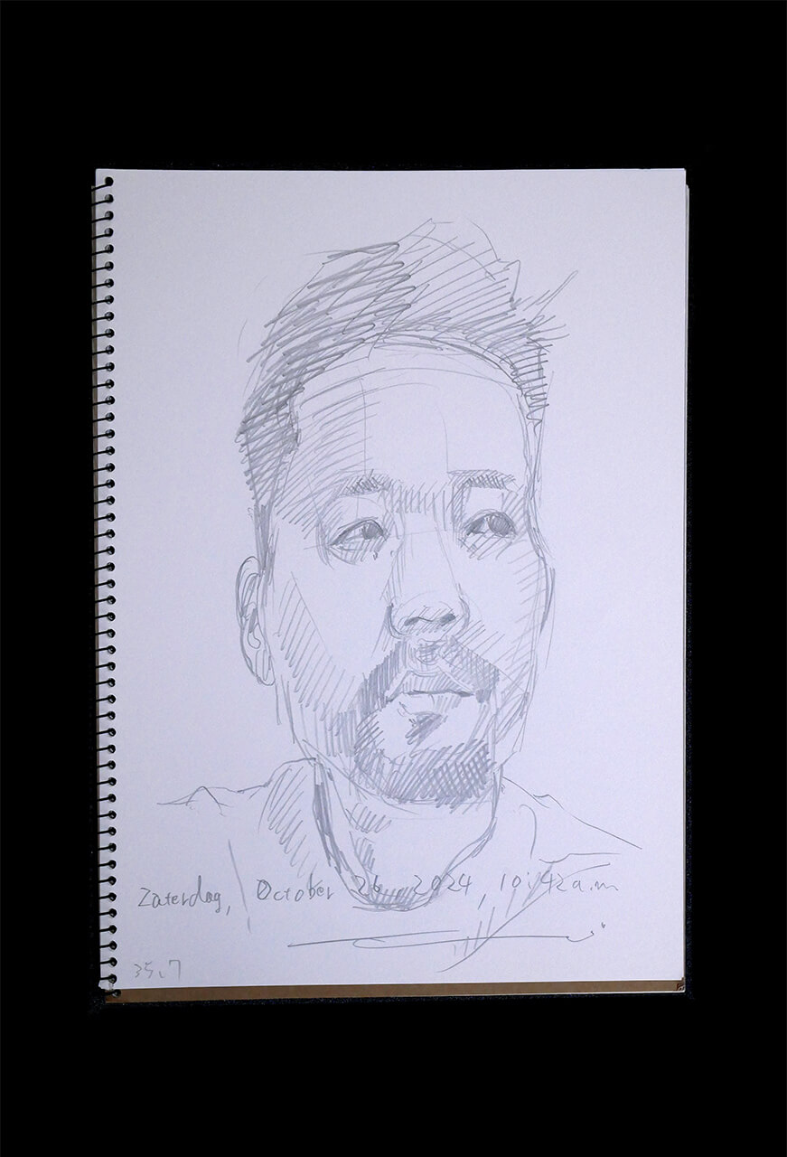 Contemporary artist SHINTAKU Tomoni's 2024/10/26 Self-portrait or pencil drawing