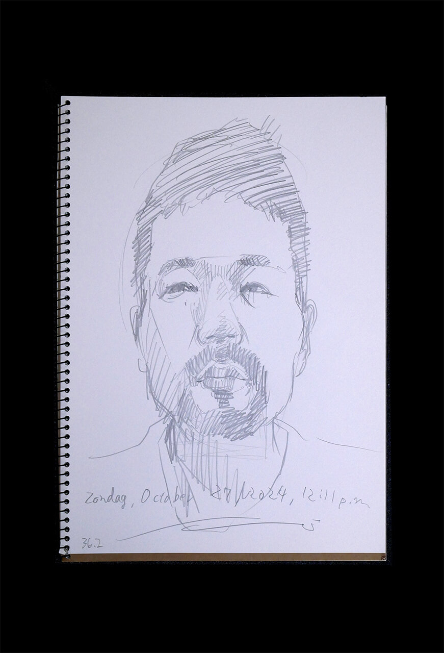 Contemporary artist SHINTAKU Tomoni's 2024/10/27 Self-portrait or pencil drawing