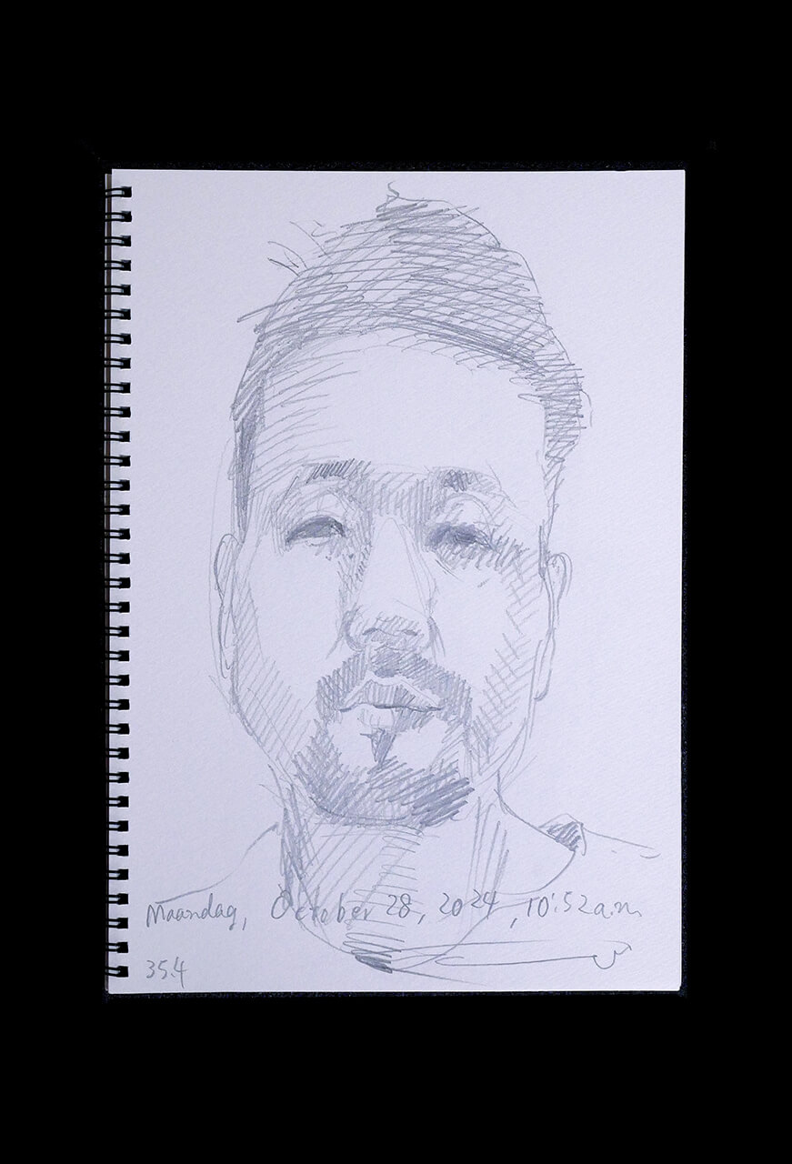 Contemporary artist SHINTAKU Tomoni's 2024/10/28 Self-portrait or pencil drawing